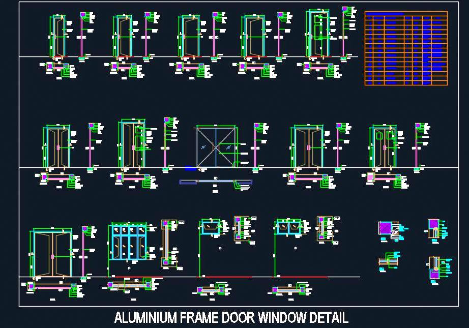 Aluminium Door & Window Details CAD- Frame Profiles & Joinery